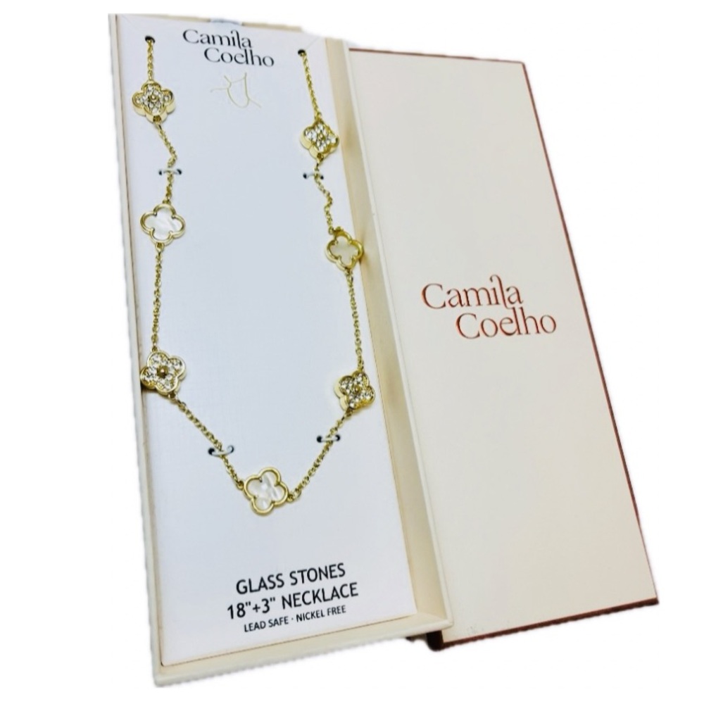 NWT ⚜️🤍⚜️ Camila Coelho Gorgeous Gold Clover Necklace - Picture 3 of 16